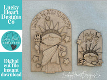 Load image into Gallery viewer, Statue of Liberty Tall Arch Sign Interchangeable File SVG, TINY, insert only, USA, Fireworks, America, Glowforge Tiered LuckyHeartDesignsCo
