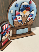 Load image into Gallery viewer, Bald Eagle America Snow Globe Interchangeable File SVG, TINY Glowforge, Summer, Fireworks, USA, Tiered Tray LuckyHeartDesignsCo
