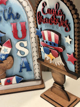 Load image into Gallery viewer, Bald Eagle America Tall Arch Sign Interchangeable File SVG, TINY, insert only, USA, Fireworks, Glowforge Holiday Tiered LuckyHeartDesignsCo

