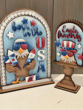 Load image into Gallery viewer, Bald Eagle America Tall Arch Sign Interchangeable File SVG, TINY, insert only, USA, Fireworks, Glowforge Holiday Tiered LuckyHeartDesignsCo
