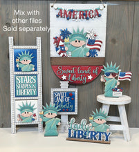 Load image into Gallery viewer, Statue of Liberty Tall Arch Sign Interchangeable File SVG, TINY, insert only, USA, Fireworks, America, Glowforge Tiered LuckyHeartDesignsCo
