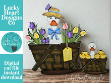 Load image into Gallery viewer, Goose Spring Flower Basket Interchangeable File SVG, TINY, Floral, Daisy, Umbrella, Duck Garden Tiered Tray, Glowforge, LuckyHeartDesignsCo
