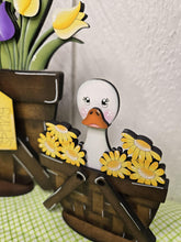 Load image into Gallery viewer, Goose Spring Flower Basket Interchangeable File SVG, TINY, Floral, Daisy, Umbrella, Duck Garden Tiered Tray, Glowforge, LuckyHeartDesignsCo
