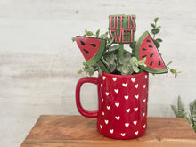 Load image into Gallery viewer, Watermelon Mug Stick File SVG, Glowforge Tiered Tray, Tray Decor, Fruit, Spring, Summer Plant Topper, Gift, LuckyHeartDesignsCo
