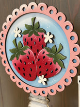 Load image into Gallery viewer, Strawberry Pedestal Spindle Slide On Seasonal Set Interchangeable File SVG, Summer, Fruit Home Sign, Decor Glowforge, LuckyHeartDesignsCo
