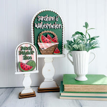Load image into Gallery viewer, Watermelon Summer Tall Arch Sign Interchangeable File SVG, TINY, INSERT only Fruit, Farm Glowforge Spring Tiered Tray LuckyHeartDesignsCo
