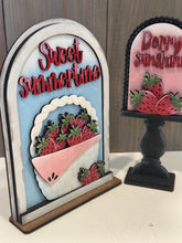 Load image into Gallery viewer, Strawberry Summer Tall Arch Sign Interchangeable File SVG, TINY, INSERT only Fruit, Farm Glowforge Spring Tiered Tray LuckyHeartDesignsCo
