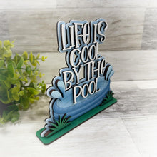 Load image into Gallery viewer, Pool Summer Shelf Sitter Sign File SVG, Summer, Seagull, Sandcastle, Beach, Tiered Tray Glowforge, LuckyHeartDesignsCo
