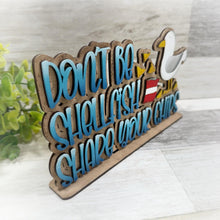 Load image into Gallery viewer, Beach Seagull Shelf Sitter Sign File SVG, Summer, Sandcastle, Tiered Tray Glowforge, LuckyHeartDesignsCo

