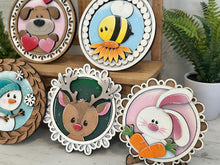 Load image into Gallery viewer, Decorative Round Frames Interchangeable Leaning sign File SVG, ladder, Seasonal, Holiday, Christmas Fall Glowforge, LuckyHeartDesignsCo Base
