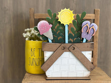 Load image into Gallery viewer, Summer Sun Mug Stick File SVG, Glowforge Tiered Tray, Beach, Plant Topper, Sunshine, Flipflops, Ice Cream Stake, Gift, LuckyHeartDesignsCo
