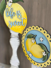 Load image into Gallery viewer, Watermelon Pedestal Spindle Slide On Seasonal Set Interchangeable File SVG, Summer, Fruit Home Sign, Decor Glowforge, LuckyHeartDesignsCo
