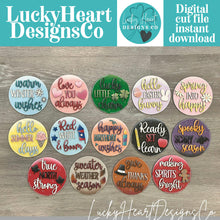 Load image into Gallery viewer, Monthly Round Interchangeable Leaning Sign File SVG, Ladder, Holiday, Christmas, Spring Summer Halloween Fall Glowforge, LuckyHeartDesignsCo
