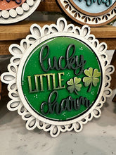 Load image into Gallery viewer, Monthly Round Interchangeable Leaning Sign File SVG, Ladder, Holiday, Christmas, Spring Summer Halloween Fall Glowforge, LuckyHeartDesignsCo
