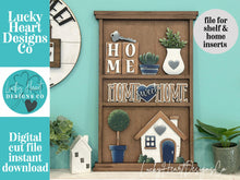 Load image into Gallery viewer, Wall Collage Shelf Holder Interchangeable Sign File, Glowforge, Home, Family, Display, Plant, House, Standing, LuckyHeartDesignsCo

