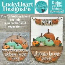 Load image into Gallery viewer, Pumpkin Holiday Door Sign Interchangeable File, SVG Pumpkins Patch, Fall, Leaves, Farm, Seasonal, Home, Welcome, glowforge
