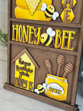 Load image into Gallery viewer, Bee Wall Collage Shelf Holder Interchangeable Sign File, Glowforge, Honey, Bumble, Summer, Spring Standing, LuckyHeartDesignsCo
