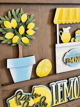Load image into Gallery viewer, Lemon Wall Collage Shelf Holder Interchangeable Sign File, Glowforge, Spring, Summer, Fruit, Lemonade, Standing, Tree, LuckyHeartDesignsCo

