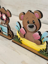 Load image into Gallery viewer, Bear Summer Beach Standing Sign File SVG, Glowforge, Sand Castle, Pool, Glasses, Tiered Tray LuckyHeartDesignsCo
