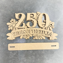 Load image into Gallery viewer, America Birthday Shelf Sitter Sign File SVG, 250TH, Fireworks, Flag, July Fourth, USA, Tiered Tray Glowforge, LuckyHeartDesignsCo
