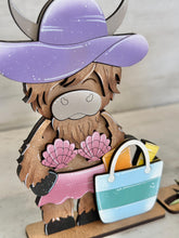 Load image into Gallery viewer, Summer Highland Fun Standing File SVG, Glowforge, Swim, Pool, Beach, Cow, Farm, Ice cream, Cow, Farm, Beach, Tiered Tray LuckyHeartDesignsCo

