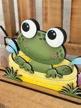 Load image into Gallery viewer, Summer Frog Standing File SVG, Glowforge, Swim, Pool, Beach, Watermelon, Ice cream, Sandcastle, Tiered Tray LuckyHeartDesignsCo
