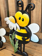 Load image into Gallery viewer, Bee Tall Daisy Standing Sign File SVG, Glowforge, Flower, Daisies, Bumble, Honey Tiered Tray LuckyHeartDesignsCo
