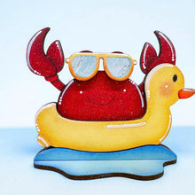 Load image into Gallery viewer, Crab Summer Standing File SVG, Glowforge, Swim, Sand, Pool, Beach, Watermelon, Ice cream, Sandcastle, Tiered Tray LuckyHeartDesignsCo
