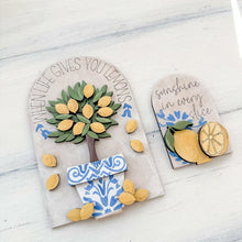 Load image into Gallery viewer, Lemon Tall Arch Sign Interchangeable File SVG, TINY, INSERT only Fruit, Lemonade, Summer Glowforge Spring Tiered Tray LuckyHeartDesignsCo
