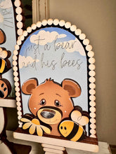 Load image into Gallery viewer, Bear Bee Daisy Tall Arch Sign Interchangeable File SVG, TINY, INSERT only Daisies, Bumble, Glowforge Spring Tiered Tray LuckyHeartDesignsCo
