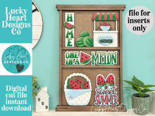 Load image into Gallery viewer, Watermelon Wall Collage Shelf Holder Interchangeable Sign File, Glowforge, Spring, Summer, Fruit, Standing, LuckyHeartDesignsCo
