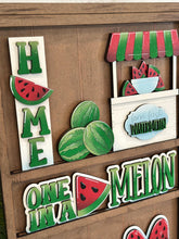 Load image into Gallery viewer, Watermelon Wall Collage Shelf Holder Interchangeable Sign File, Glowforge, Spring, Summer, Fruit, Standing, LuckyHeartDesignsCo
