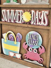 Load image into Gallery viewer, Beach Wall Collage Shelf Holder Interchangeable Sign File, Glowforge, Crab, Summer, Sand Castle, Flip Flops, Standing, LuckyHeartDesignsCo
