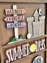 Load image into Gallery viewer, Beach Wall Collage Shelf Holder Interchangeable Sign File, Glowforge, Crab, Summer, Sand Castle, Flip Flops, Standing, LuckyHeartDesignsCo
