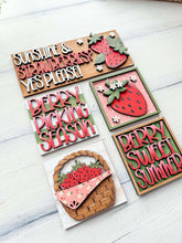 Load image into Gallery viewer, Strawberry Summer Interchangeable Leaning Sign File SVG, Fruit Watermelon, Farm, Basket, Spring, Berry Picking, LuckyHeartDesignsCo
