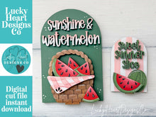 Load image into Gallery viewer, Watermelon Summer Tall Arch Sign Interchangeable File SVG, TINY, INSERT only Fruit, Farm Glowforge Spring Tiered Tray LuckyHeartDesignsCo

