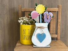 Load image into Gallery viewer, Summer Sun Mug Stick File SVG, Glowforge Tiered Tray, Beach, Plant Topper, Sunshine, Flipflops, Ice Cream Stake, Gift, LuckyHeartDesignsCo

