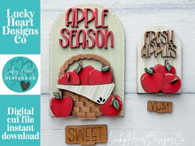 Load image into Gallery viewer, Apple Tall Arch Sign Interchangeable File SVG, TINY, INSERT only Fruit, Fall, Farm, Summer Glowforge Spring Tiered Tray LuckyHeartDesignsCo
