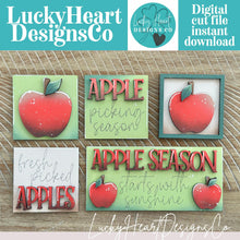 Load image into Gallery viewer, Apple MINI Interchangeable Leaning Sign File SVG, Fall, Farm, Teacher, School, Summer fruit Tiered Tray Glowforge, LuckyHeartDesignsCo

