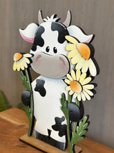 Load image into Gallery viewer, Dairy Cow Daisy Standing File SVG, Glowforge, Summer, Daisies, Flower, Farm, Tiered Tray LuckyHeartDesignsCo
