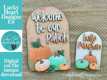 Load image into Gallery viewer, Pumpkin Patch Tall Arch Sign Interchangeable File SVG, TINY, INSERT only Fall, Pumpkins Glowforge, Holiday, Tiered Tray LuckyHeartDesignsCo
