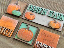 Load image into Gallery viewer, Pumpkin Patch MINI Interchangeable Leaning Sign File SVG, Pumpkins, Fall Farm Tiered Tray Glowforge, LuckyHeartDesignsCo
