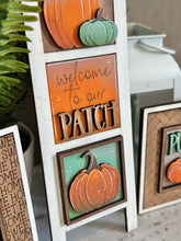 Load image into Gallery viewer, Pumpkin Patch MINI Interchangeable Leaning Sign File SVG, Pumpkins, Fall Farm Tiered Tray Glowforge, LuckyHeartDesignsCo
