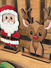 Load image into Gallery viewer, Santa and Friends Christmas Standing File SVG, Mrs, Claus, Elves, Sleigh, Glowforge Rudolph Elf Holiday Tiered Tray LuckyHeartDesignsCo
