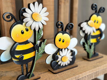 Load image into Gallery viewer, Bee Tall Daisy Standing Sign File SVG, Glowforge, Flower, Daisies, Bumble, Honey Tiered Tray LuckyHeartDesignsCo
