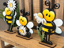 Load image into Gallery viewer, Bee Tall Daisy Standing Sign File SVG, Glowforge, Flower, Daisies, Bumble, Honey Tiered Tray LuckyHeartDesignsCo
