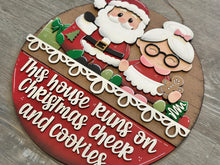 Load image into Gallery viewer, Santa Holiday Door Sign Interchangeable File, SVG, Christmas, Mrs. Claus, Cookies, Presents Gingerbread Man Seasonal Home Welcome, glowforge
