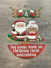 Load image into Gallery viewer, Santa Holiday Door Sign Interchangeable File, SVG, Christmas, Mrs. Claus, Cookies, Presents Gingerbread Man Seasonal Home Welcome, glowforge
