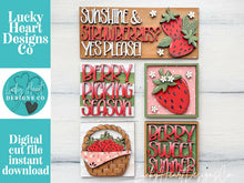 Load image into Gallery viewer, Strawberry Summer Interchangeable Leaning Sign File SVG, Fruit Watermelon, Farm, Basket, Spring, Berry Picking, LuckyHeartDesignsCo
