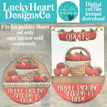 Load image into Gallery viewer, Apple Holiday Door Sign Interchangeable File, SVG, Summer, Fall, Fruit, Basket, Spring, Farm Fresh, Basket, Seasonal Home Welcome, glowforge
